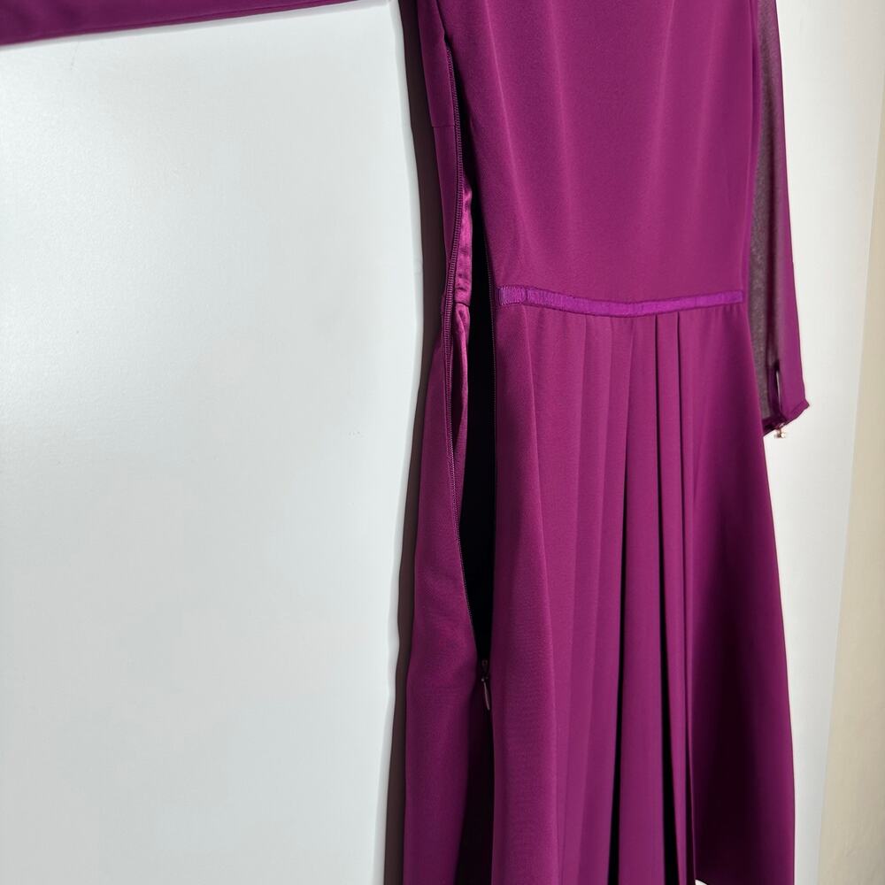NEW Ted Baker Bow Detail Dress Sheer Sleeve Women's Purples Size 0 XS - Picture 7 of 7